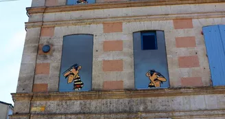 Mur peint "Lucky Luke, les Dalton et Jolly Jumper"